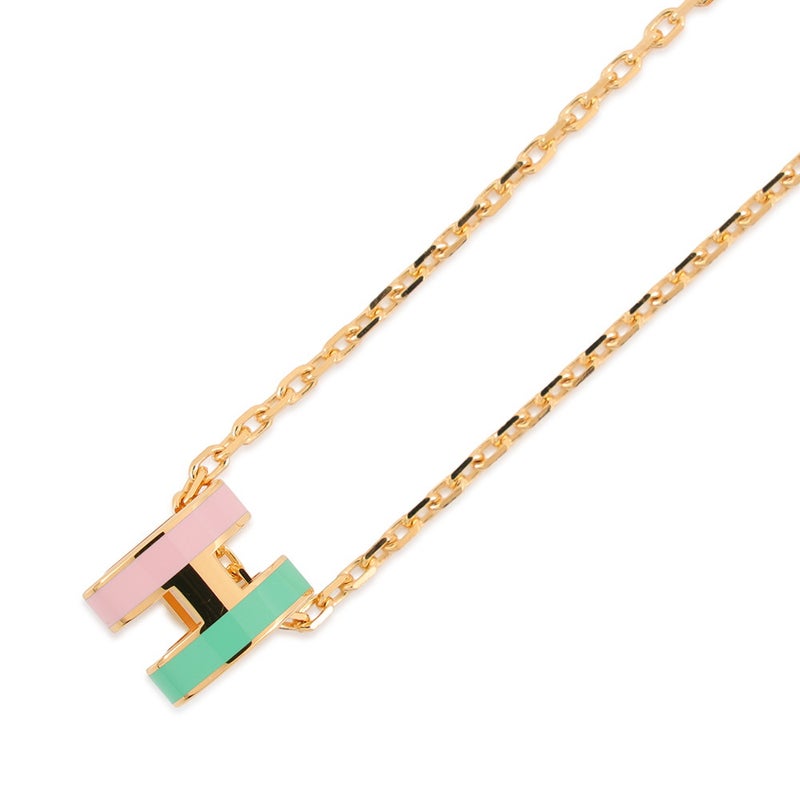 エルメス ネックレス ミニ・ポップアッシュ ロカバール マラバル ヴェール/ローズ/ゴールド金具 HERMES アクセサリー