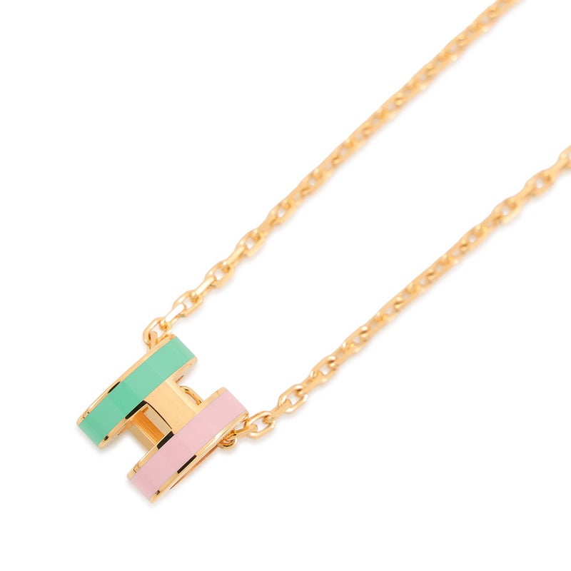 エルメス ネックレス ミニ・ポップアッシュ ロカバール マラバル ヴェール/ローズ/ゴールド金具 HERMES アクセサリー