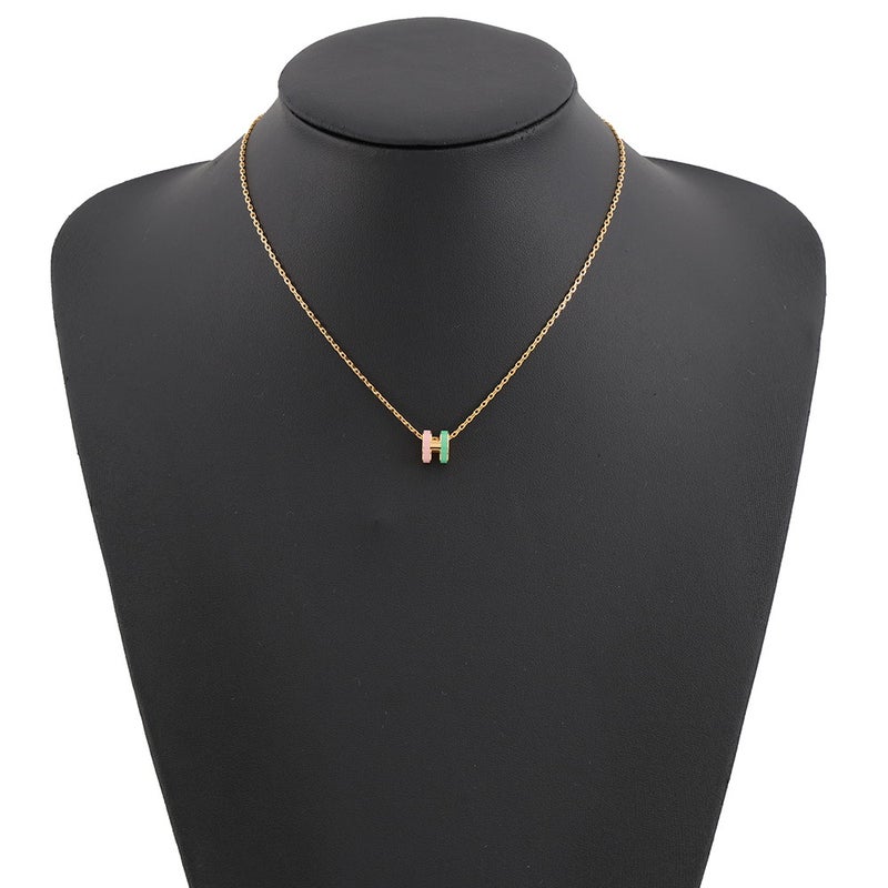 エルメス ネックレス ミニ・ポップアッシュ ロカバール マラバル ヴェール/ローズ/ゴールド金具 HERMES アクセサリー