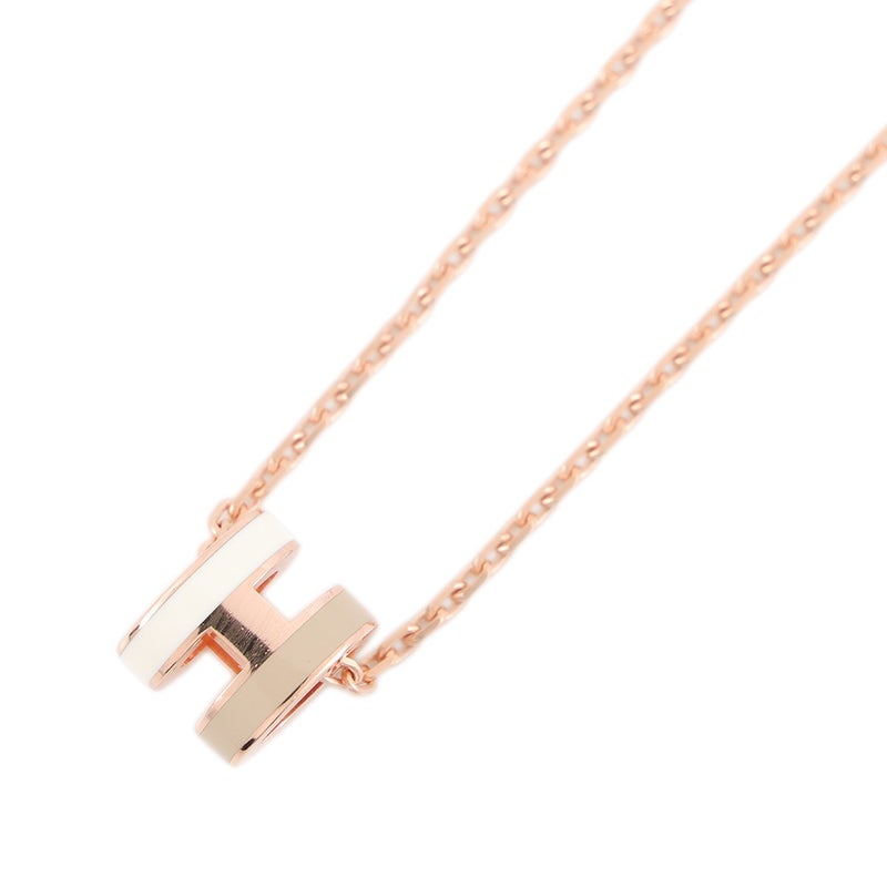 エルメス ネックレス ミニ・ポップアッシュ ロカバール ホワイト/マロングラッセ/ピンクゴールド金具 HERMES アクセサリー