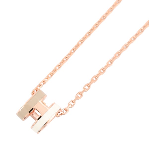 エルメス ネックレス ミニ・ポップアッシュ ロカバール ホワイト/マロングラッセ/ピンクゴールド金具 HERMES アクセサリー