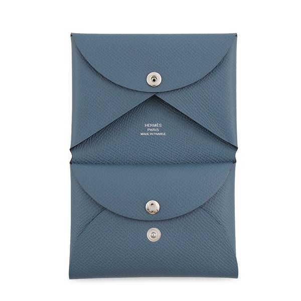 エルメス コインケース カルヴィ デュオ ブルートンペット/シルバー金具 エプソン G刻印 財布