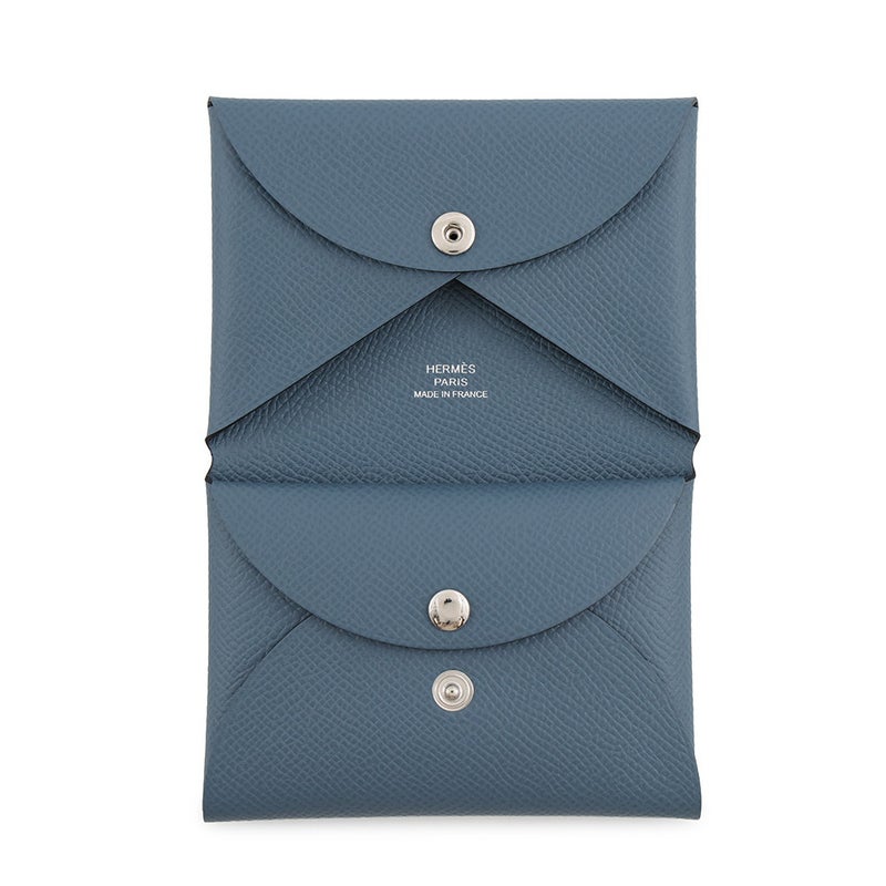 エルメス コインケース カルヴィ デュオ ブルートンペット/シルバー金具 エプソン G刻印 財布