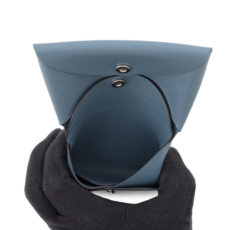 エルメス コインケース カルヴィ デュオ ブルートンペット/シルバー金具 エプソン G刻印 財布