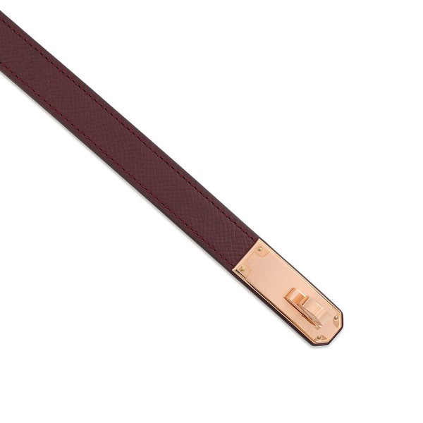 エルメス ケリーベルト ボルドー/ローズアザレ/ピンクゴールド金具 エプソン K刻印