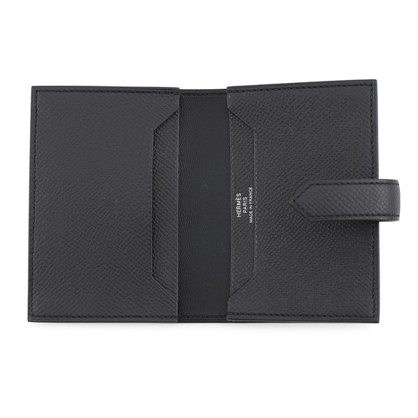 エルメス カードケース ベアン ミニ ブラック/シルバー金具 エプソン B刻印 HERMES 名刺入れ 黒