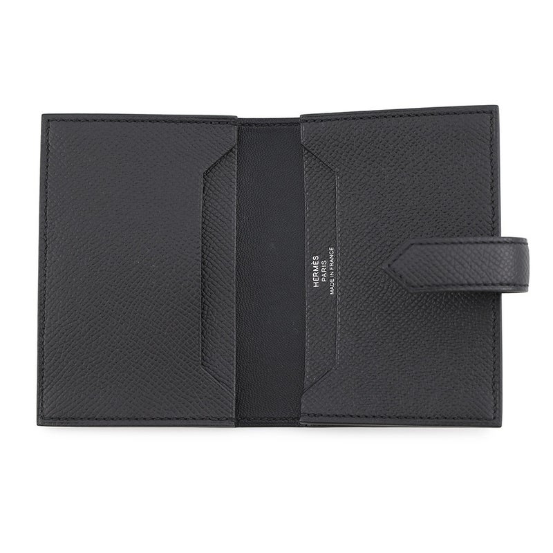 エルメス カードケース ベアン ミニ ブラック/シルバー金具 エプソン B刻印 HERMES 名刺入れ 黒
