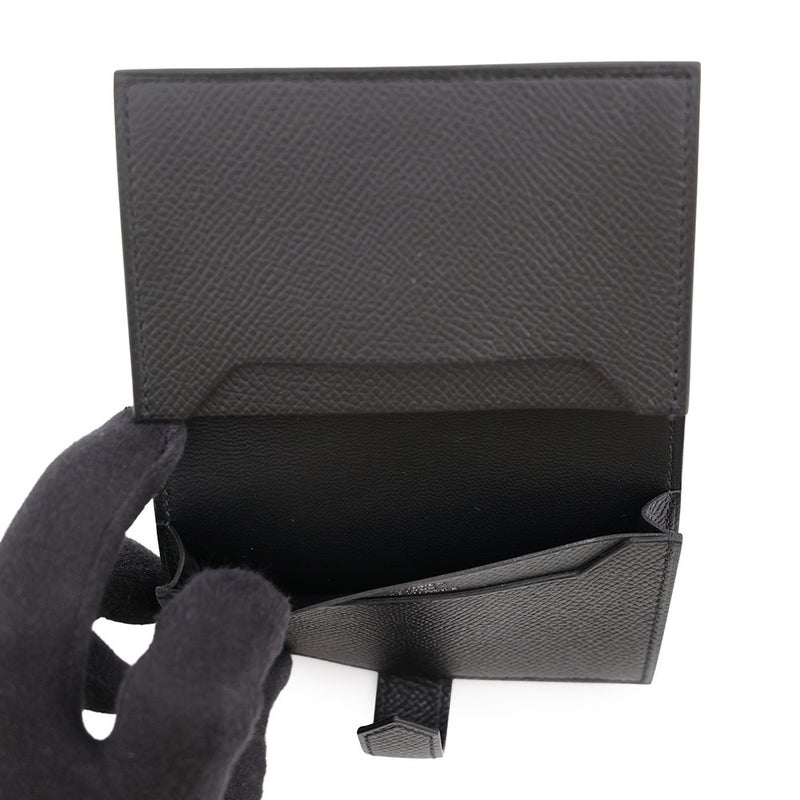 エルメス カードケース ベアン ミニ ブラック/シルバー金具 エプソン B刻印 HERMES 名刺入れ 黒