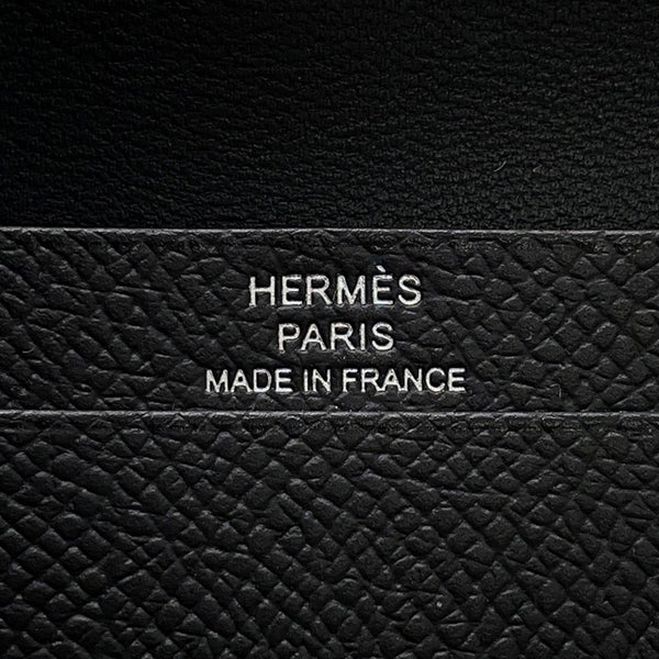 エルメス カードケース ベアン ミニ ブラック/シルバー金具 エプソン B刻印 HERMES 名刺入れ 黒