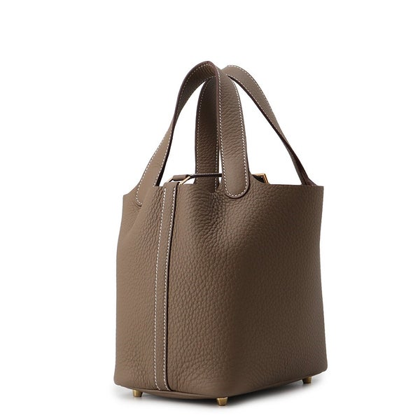 エルメス ハンドバッグ ピコタンロックPM エトゥープ/ゴールド金具 トリヨンクレマンス K刻印 HERMES トートバッグ