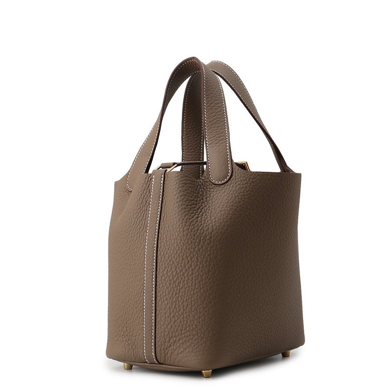 エルメス ハンドバッグ ピコタンロックPM エトゥープ/ゴールド金具 トリヨンクレマンス K刻印 HERMES トートバッグ