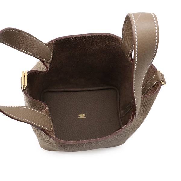 エルメス ハンドバッグ ピコタンロックPM エトゥープ/ゴールド金具 トリヨンクレマンス K刻印 HERMES トートバッグ