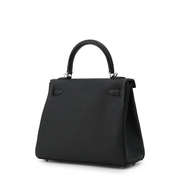 エルメス ハンドバッグ ケリー25 内縫い ブラック/シルバー金具 トゴ G刻印 HERMES Kelly 2wayバッグ 黒