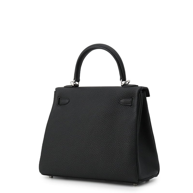 エルメス ハンドバッグ ケリー25 内縫い ブラック/シルバー金具 トゴ G刻印 HERMES Kelly 2wayバッグ 黒