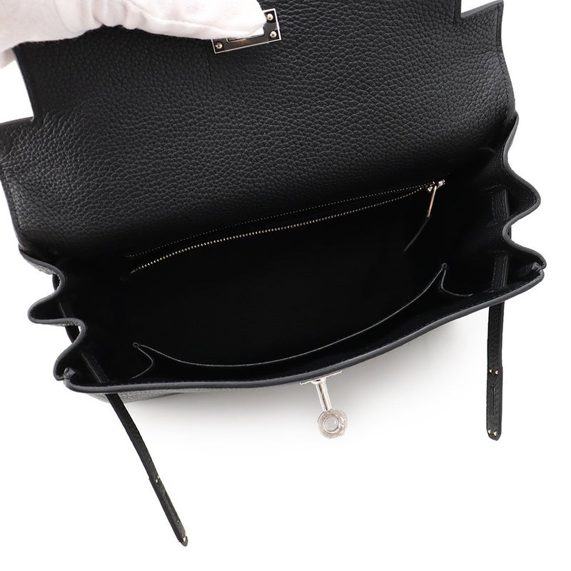 エルメス ハンドバッグ ケリー25 内縫い ブラック/シルバー金具 トゴ G刻印 HERMES Kelly 2wayバッグ 黒