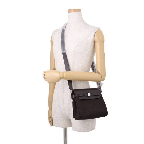 エルメス ショルダーバッグ エールバッグジップ ミニ エベンヌ/シルバー金具 トワルミリタリー/ヴァッシュハンター G刻印 HERMES
