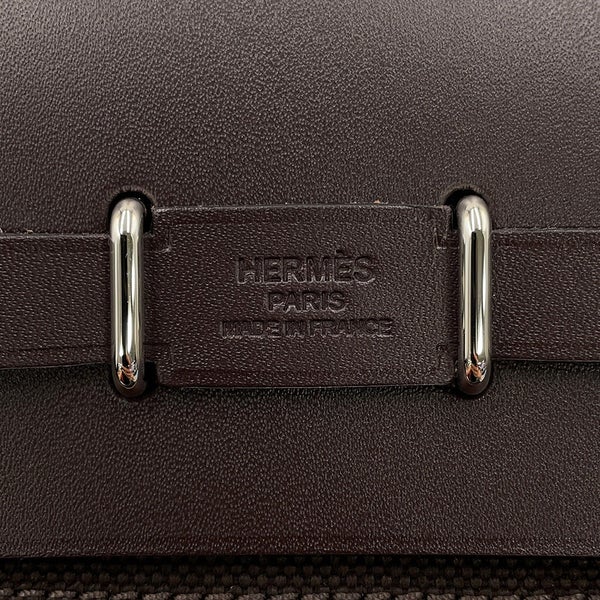 エルメス ショルダーバッグ エールバッグジップ ミニ エベンヌ/シルバー金具 トワルミリタリー/ヴァッシュハンター G刻印 HERMES