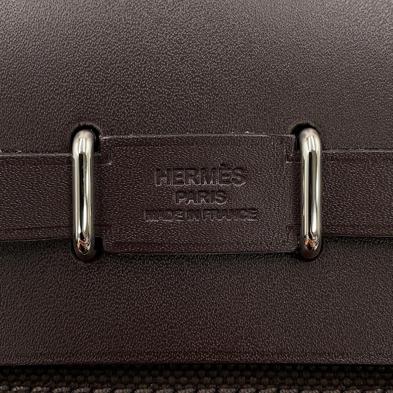 エルメス ショルダーバッグ エールバッグジップ ミニ エベンヌ/シルバー金具 トワルミリタリー/ヴァッシュハンター G刻印 HERMES