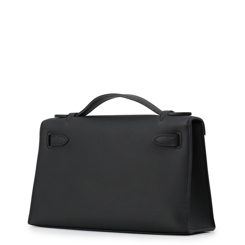 エルメス ハンドバッグ ポシェットケリー ブラック/ゴールド金具 スイフト G刻印 HERMES バッグ 黒