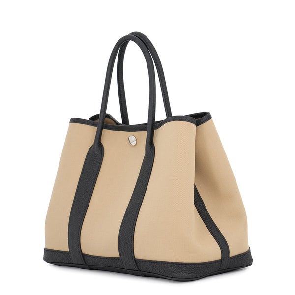 エルメス トートバッグ ガーデンパーティTPM トレンチ/ブラック/シルバー金具 トワルオフィシエ/ネゴンダ K刻印 Garden Party 黒