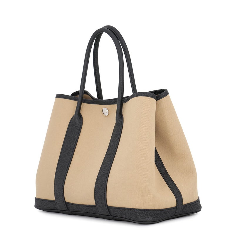 エルメス トートバッグ ガーデンパーティTPM トレンチ/ブラック/シルバー金具 トワルオフィシエ/ネゴンダ K刻印 Garden Party 黒