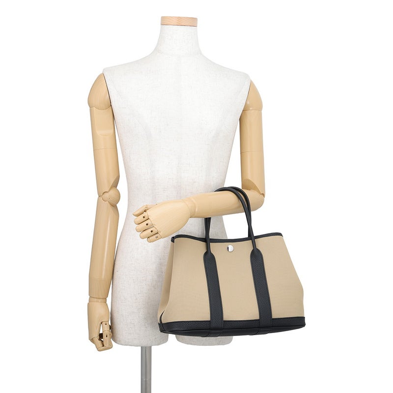 エルメス トートバッグ ガーデンパーティTPM トレンチ/ブラック/シルバー金具 トワルオフィシエ/ネゴンダ K刻印 Garden Party 黒