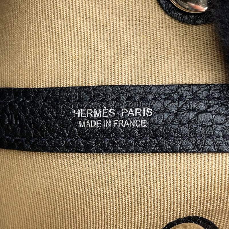 エルメス トートバッグ ガーデンパーティTPM トレンチ/ブラック/シルバー金具 トワルオフィシエ/ネゴンダ K刻印 Garden Party 黒