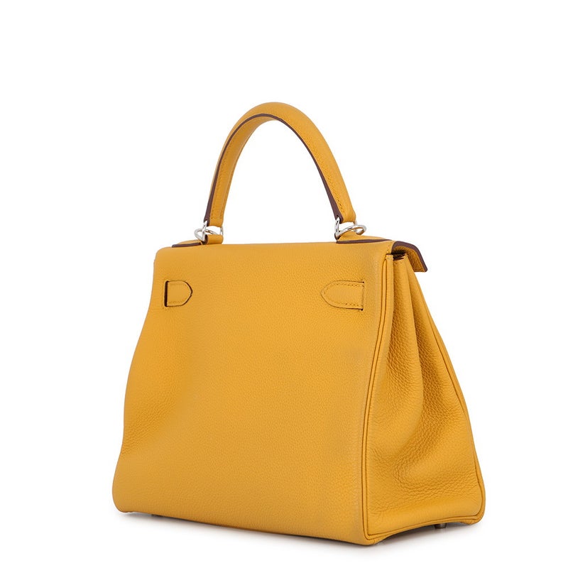 エルメス ハンドバッグ ケリー28 内縫い ジョーヌアンブル/シルバー金具 トゴ C刻印 HERMES Kelly 2wayバッグ
