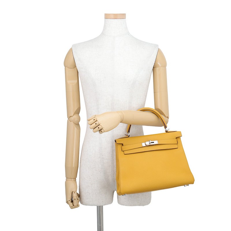 エルメス ハンドバッグ ケリー28 内縫い ジョーヌアンブル/シルバー金具 トゴ C刻印 HERMES Kelly 2wayバッグ