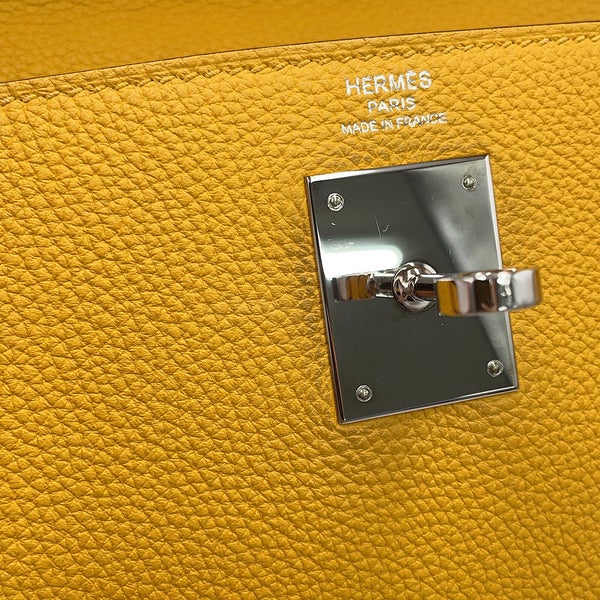 エルメス ハンドバッグ ケリー28 内縫い ジョーヌアンブル/シルバー金具 トゴ C刻印 HERMES Kelly 2wayバッグ