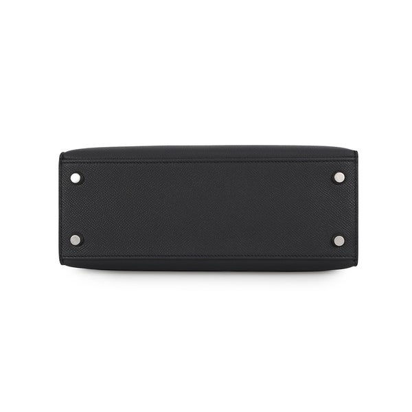 エルメス ハンドバッグ ケリー25 外縫い ブラック/シルバー金具 エプソン G刻印 HERMES Kelly 2wayバッグ 黒