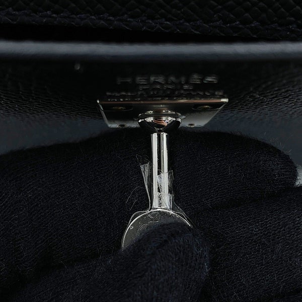 エルメス ハンドバッグ ケリー25 外縫い ブラック/シルバー金具 エプソン G刻印 HERMES Kelly 2wayバッグ 黒