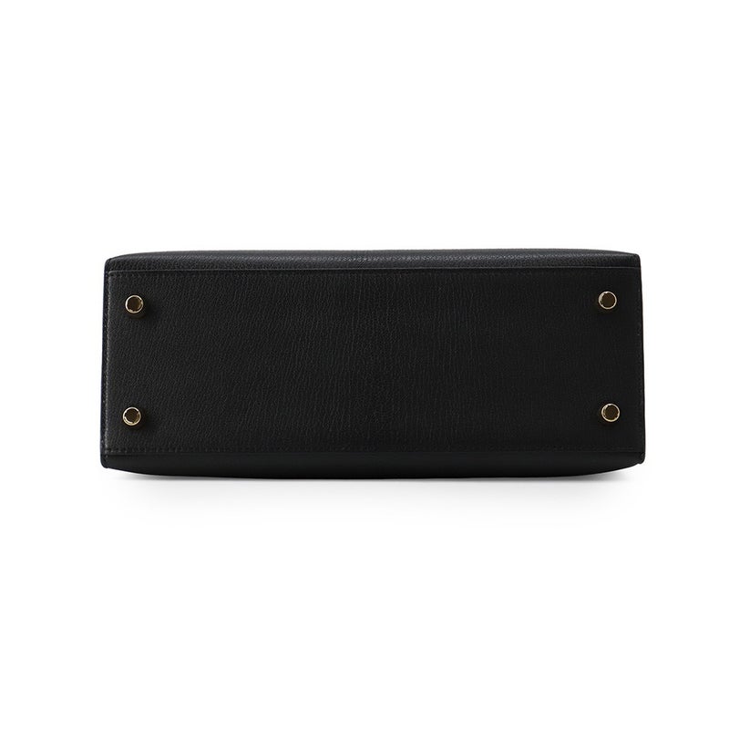 エルメス ハンドバッグ ケリー25 外縫い ブラック/ゴールド金具 シェブルミゾル W刻印 HERMES Kelly 2wayバッグ 黒