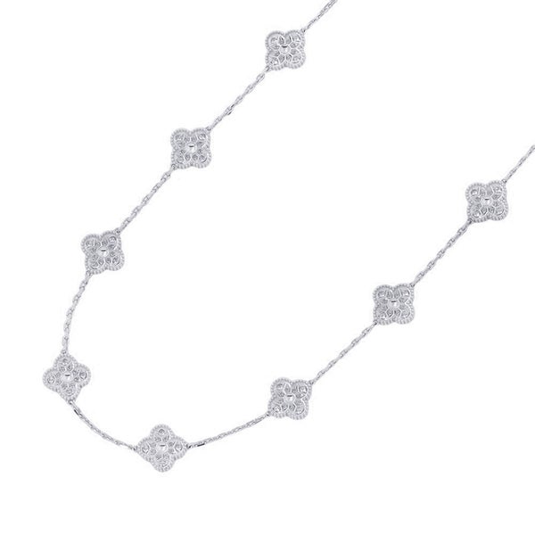 ヴァンクリ ネックレス ヴィンテージ アルハンブラ 10モチーフ ダイヤモンド 120P 計4.83ct K18WGホワイトゴールド VCARA42400