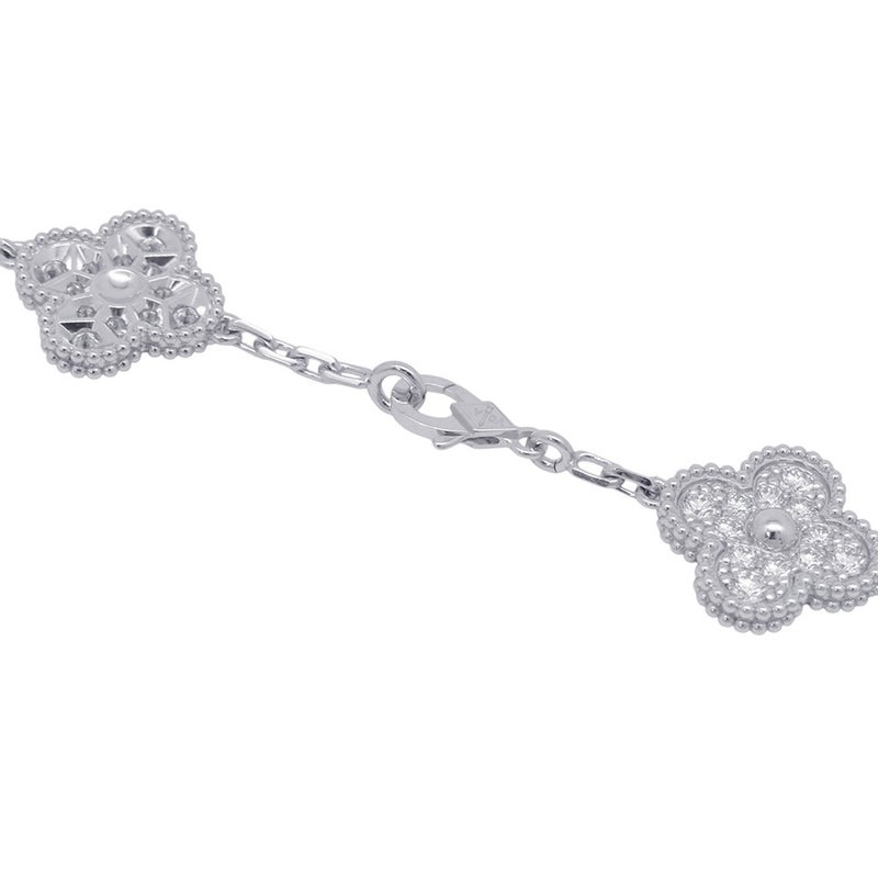 ヴァンクリ ネックレス ヴィンテージ アルハンブラ 10モチーフ ダイヤモンド 120P 計4.83ct K18WGホワイトゴールド VCARA42400
