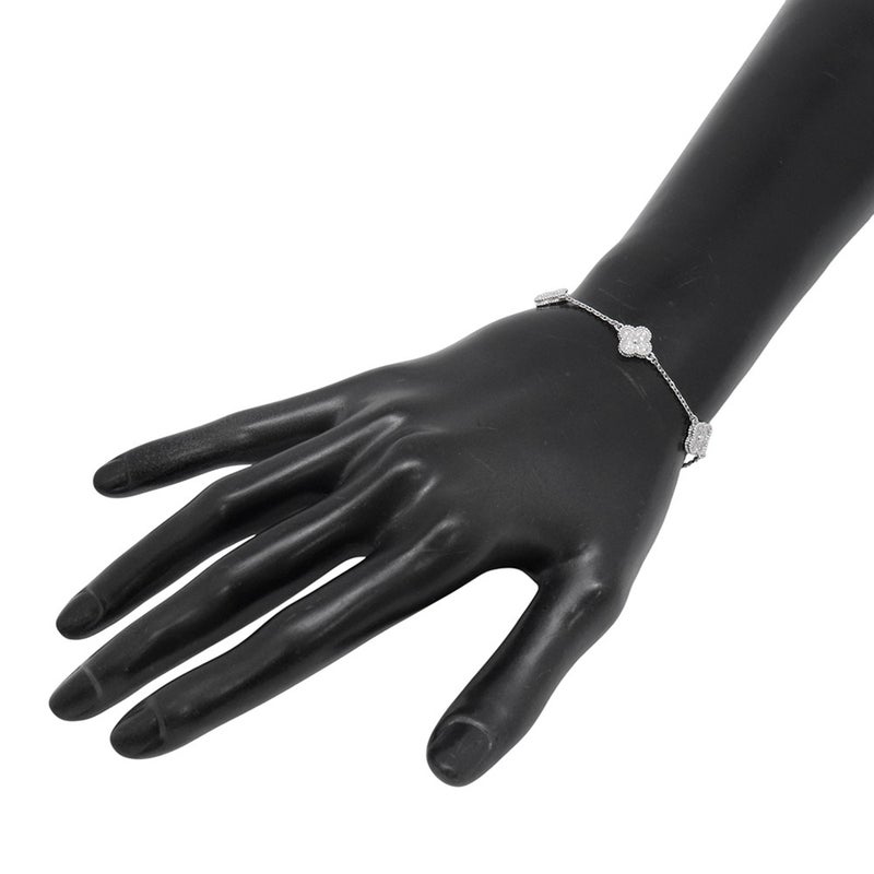 ヴァンクリ ブレスレット スウィート アルハンブラ 6モチーフ ダイヤモンド 72P 計0.48ct K18WGホワイトゴールド VCARO85700