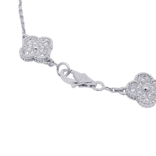 ヴァンクリ ブレスレット スウィート アルハンブラ 6モチーフ ダイヤモンド 72P 計0.48ct K18WGホワイトゴールド VCARO85700