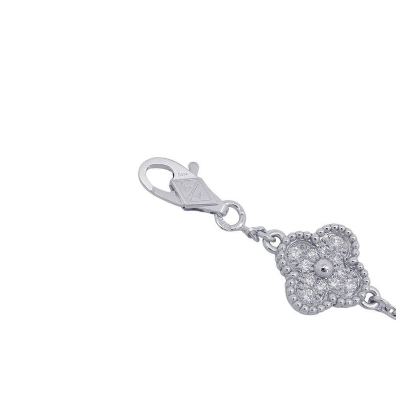 ヴァンクリ ブレスレット スウィート アルハンブラ 6モチーフ ダイヤモンド 72P 計0.48ct K18WGホワイトゴールド VCARO85700