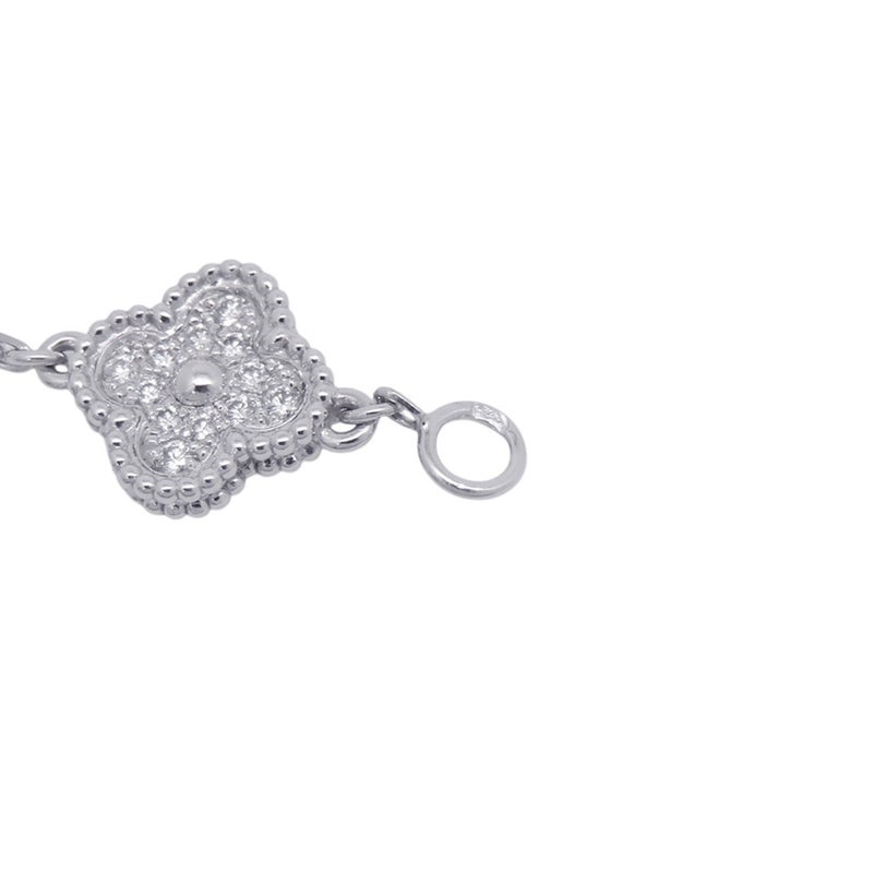 ヴァンクリ ブレスレット スウィート アルハンブラ 6モチーフ ダイヤモンド 72P 計0.48ct K18WGホワイトゴールド VCARO85700