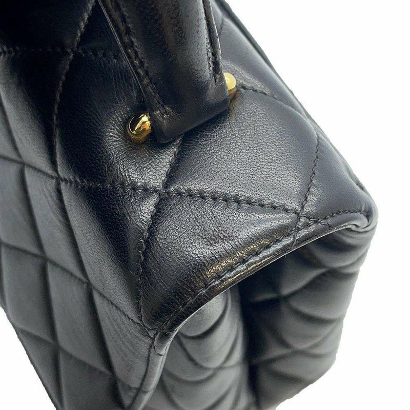 シャネル ハンドバッグ マトラッセ ココマーク ラムスキン CHANEL バッグ 黒