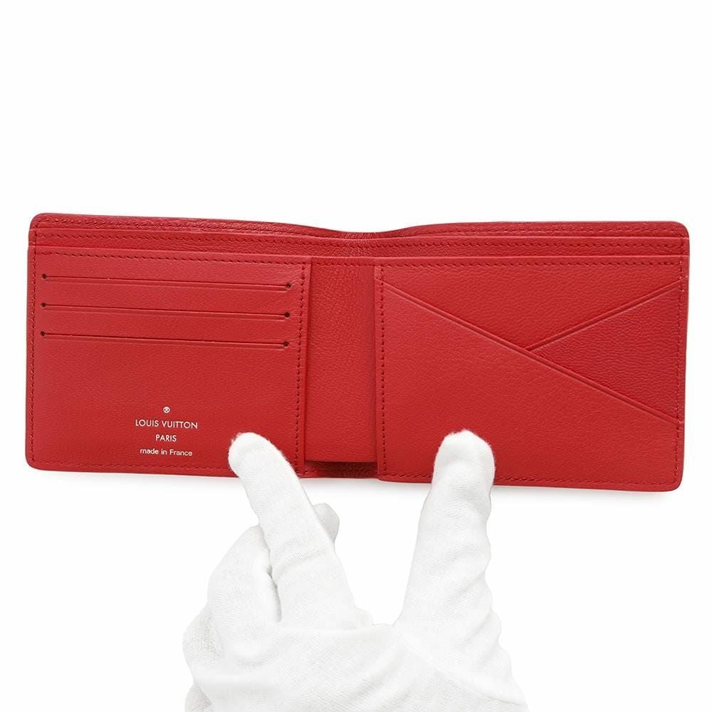 美品 ルイ ヴィトン ポルトフォイユ ミュルティプル オーストリッチ レッド 二つ折り財布 赤 LV 0284【中古】LOUIS VUITTON ルイヴィトン 二つ折り財布 オーストリッチ ポルトフォイユ