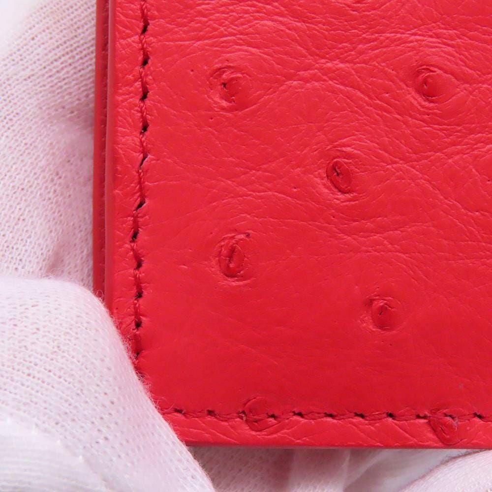 美品 ルイ ヴィトン ポルトフォイユ ミュルティプル オーストリッチ レッド 二つ折り財布 赤 LV 0284【中古】LOUIS VUITTON ルイヴィトン 二つ折り財布 オーストリッチ ポルトフォイユ