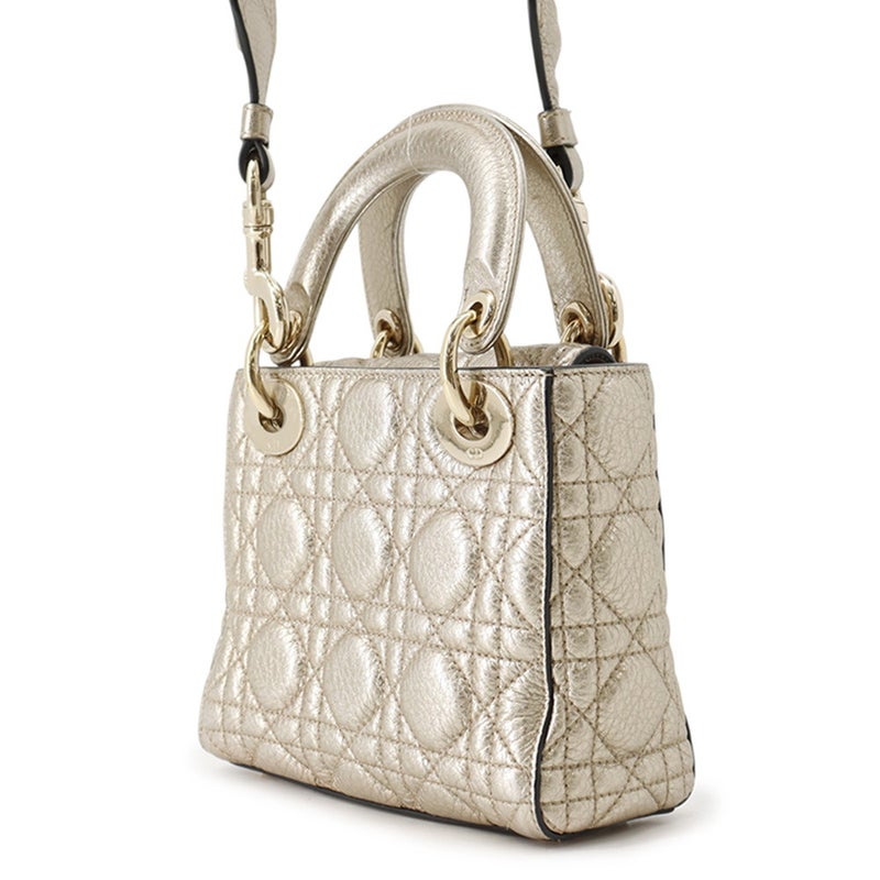 リスチャン・ディオール ハンドバッグ レディディオール ミニ カナージュ レザー Christian Dior 2wayショルダーバッグ