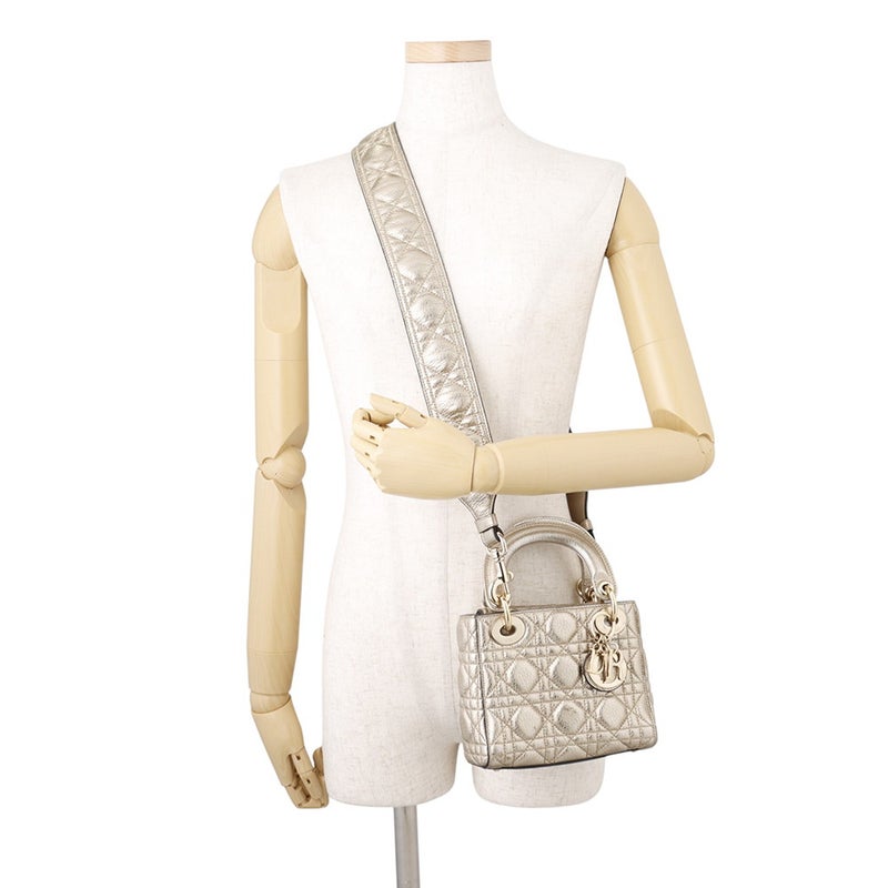 リスチャン・ディオール ハンドバッグ レディディオール ミニ カナージュ レザー Christian Dior 2wayショルダーバッグ