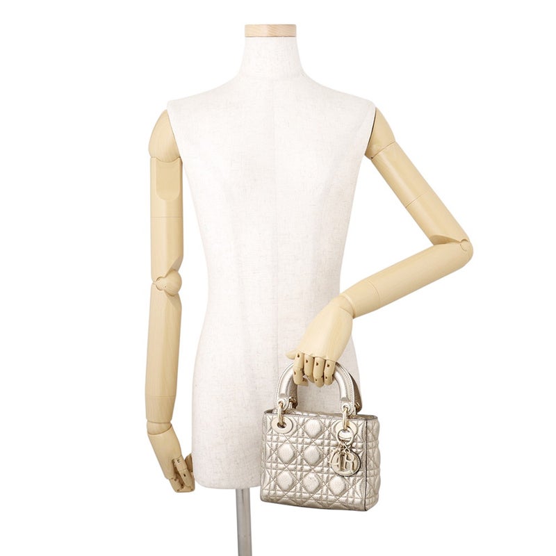 リスチャン・ディオール ハンドバッグ レディディオール ミニ カナージュ レザー Christian Dior 2wayショルダーバッグ