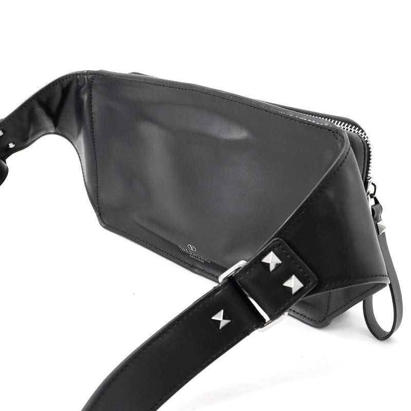 ヴァレンティノ・ガラヴァーニ ボディバッグ VLTNロゴ レザー VY2B0A10WJW VALENTINO ベルトバッグ 黒