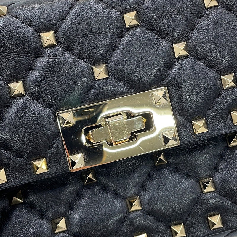 ヴァレンティノ・ガラヴァーニ ハンドバッグ ロックスタッズ スパイク スモール 7W2B0123NAP 2wayチェーンショルダーバッグ 黒