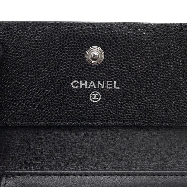 シャネル 三つ折り財布 ボーイシャネル ココマーク マトラッセ ウォレット キャビアスキン A80734 CHANEL 財布 黒