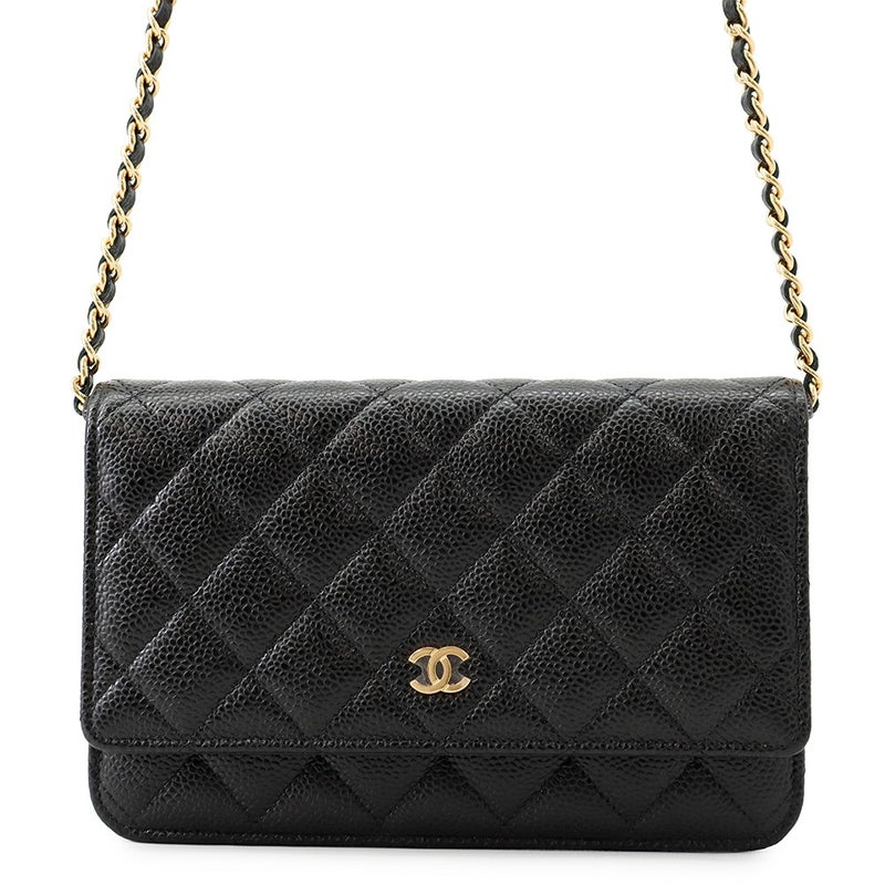 シャネル チェーンウォレット クラシック マトラッセ ココマーク キャビアスキン AP0250 CHANEL 財布 黒