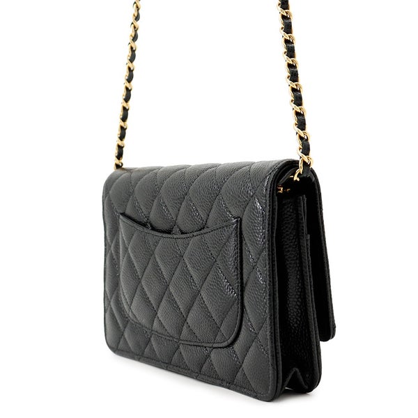 シャネル チェーンウォレット クラシック マトラッセ ココマーク キャビアスキン AP0250 CHANEL 財布 黒
